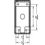 Back line drawing showing rear opening dimensions and mounting holes