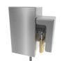 Front view of electrical outlet security box with padlock shroud closed