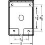 Back line drawing showing mounting holes and rear opening