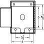 Back line drawing with mounting holes and rear conduit entry dimensions