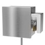 Front view of vandal resistant double gang outlet lock box with padlock shroud