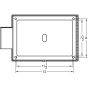 Technical rear line drawing showing conduit hole and mounting layout