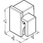 Dimensional front drawing showing width and height of enclosure