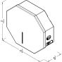 Line drawing of AA-JRDx1 front isometric showing overall dimensions and paper capacity