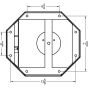 Technical drawing of AA-JRDx1 back view showing 3/8” mounting hole placements