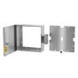 12x12 stainless steel equipment enclosure with door open showing interior