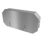 Vandal-resistant two roll mini jumbo stainless steel toilet paper dispenser with protected padlock front isometric view
