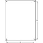 Technical drawing of mirror with 3/8” mounting holes and dimensions