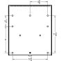 Technical line drawing showing wall mount hole layout