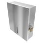 CDCR-approved tall narrow stainless steel paper towel dispenser front angle
