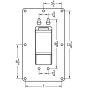 Technical line drawing of dispenser back showing hole placements