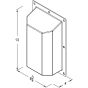 Front elevation drawing with full width, height, and depth dimensions