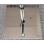 Sample material of polished stainless steel mirror showing reflection quality
