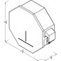 Dimensional line drawing of the five-roll vandal-resistant toilet paper dispenser