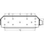 Technical back panel drawing with 3/8” mounting holes