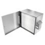 Open dispenser showing capacity for two towel packs