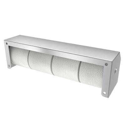 Back View - Heavy Duty High Capacity Four Roll Shrouded Stainless Commercial Toilet Paper Holder