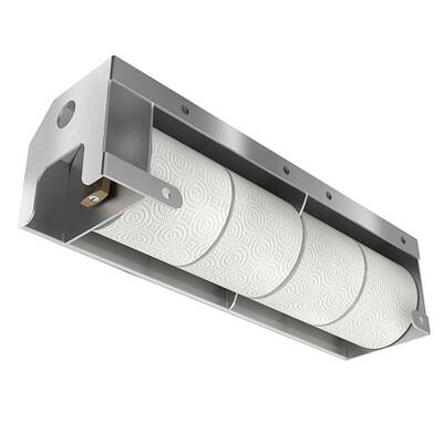 Back - Heavy Duty High Capacity Three Roll Shrouded Stainless Commercial Toilet Paper Holder